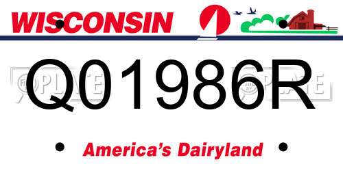 Q01986R Wisconsin License Plate