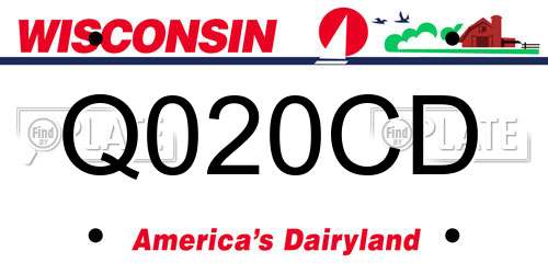 Q020CD Wisconsin License Plate
