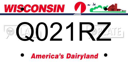 Q021RZ Wisconsin License Plate
