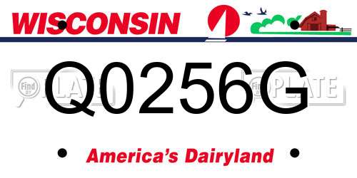 Q0256G Wisconsin License Plate