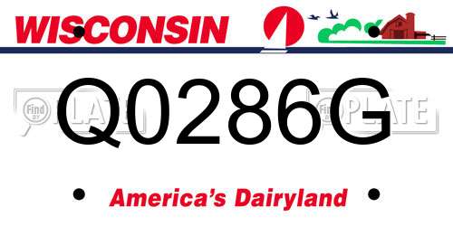 Q0286G Wisconsin License Plate