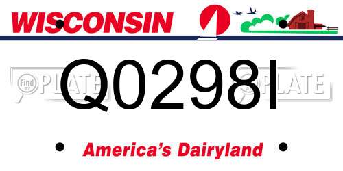 Q0298I Wisconsin License Plate