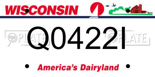 Q0422I Wisconsin License Plate