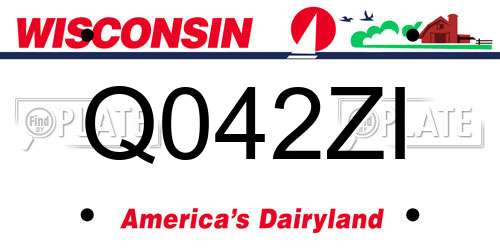 Q042ZI Wisconsin License Plate