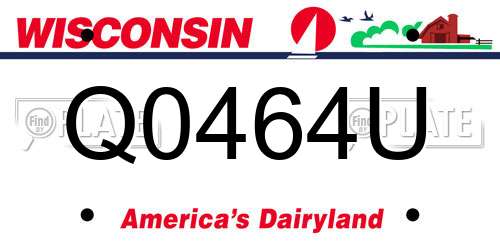Q0464U Wisconsin License Plate