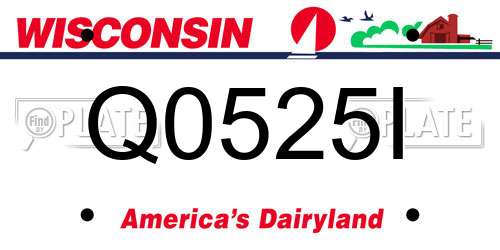 Q0525I Wisconsin License Plate