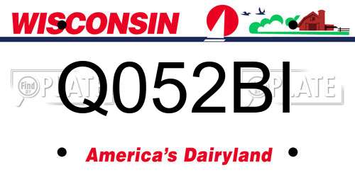 Q052BI Wisconsin License Plate