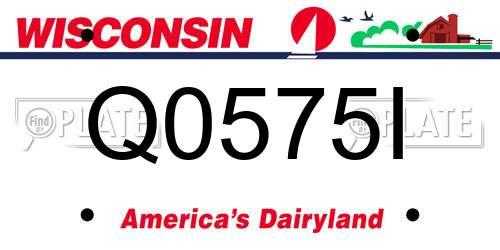 Q0575I Wisconsin License Plate