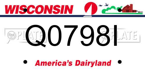 Q0798I Wisconsin License Plate