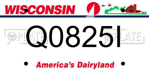 Q0825I Wisconsin License Plate