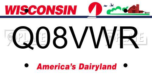 Q08VWR Wisconsin License Plate