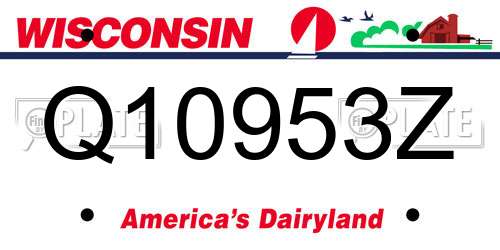 Q10953Z Wisconsin License Plate