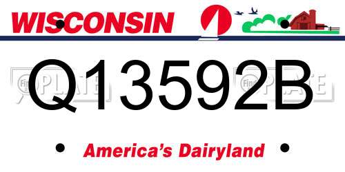 Q13592B Wisconsin License Plate