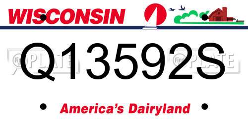 Q13592S Wisconsin License Plate