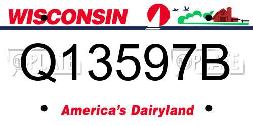 Q13597B Wisconsin License Plate