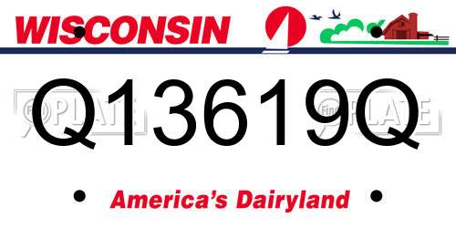 Q13619Q Wisconsin License Plate