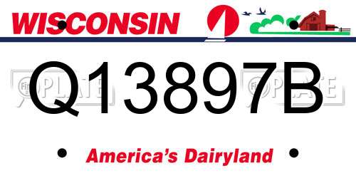 Q13897B Wisconsin License Plate