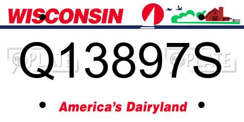 Q13897S Wisconsin License Plate