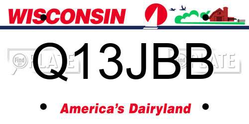 Q13JBB Wisconsin License Plate