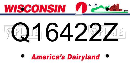 Q16422Z Wisconsin License Plate