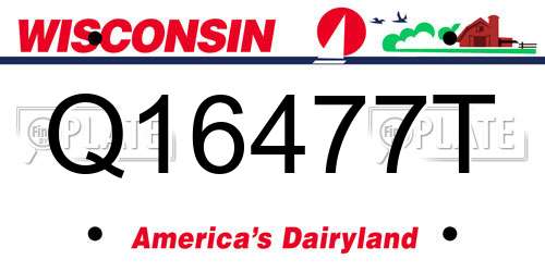 Q16477T Wisconsin License Plate