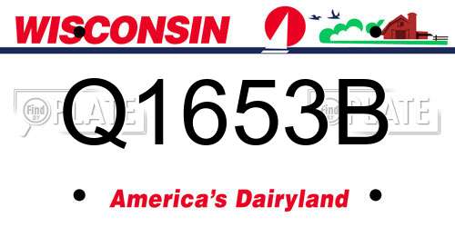 Q1653B Wisconsin License Plate