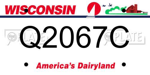 Q2067C Wisconsin License Plate