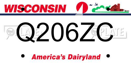 Q206ZC Wisconsin License Plate