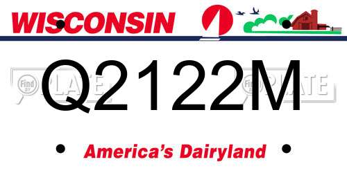 Q2122M Wisconsin License Plate