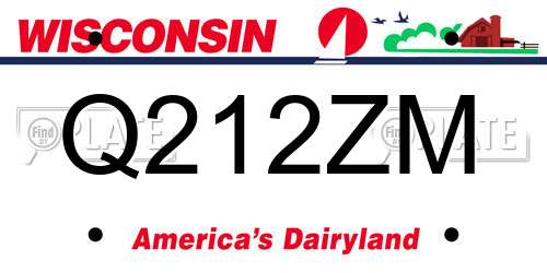 Q212ZM Wisconsin License Plate