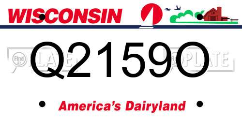 Q2159O Wisconsin License Plate