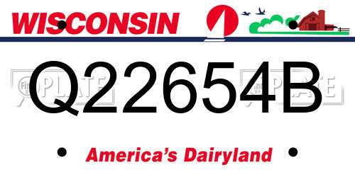 Q22654B Wisconsin License Plate