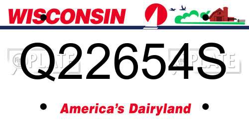 Q22654S Wisconsin License Plate