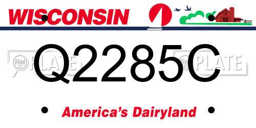 Q2285C Wisconsin License Plate