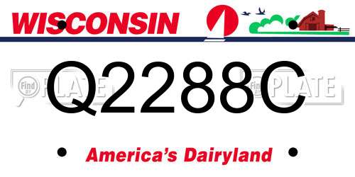 Q2288C Wisconsin License Plate