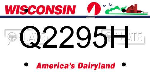 Q2295H Wisconsin License Plate