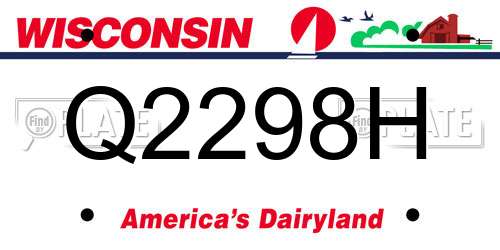 Q2298H Wisconsin License Plate