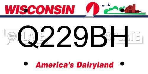 Q229BH Wisconsin License Plate