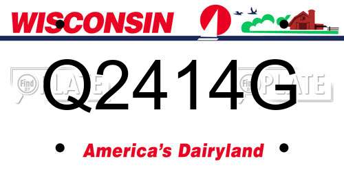 Q2414G Wisconsin License Plate