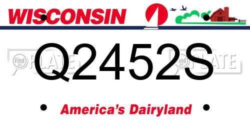 Q2452S Wisconsin License Plate