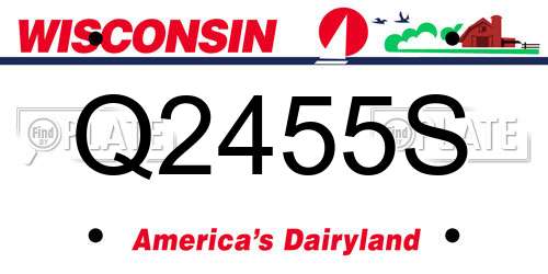 Q2455S Wisconsin License Plate