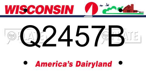 Q2457B Wisconsin License Plate