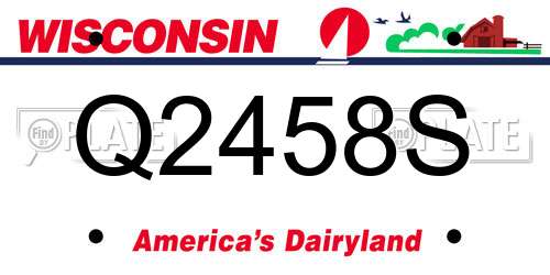 Q2458S Wisconsin License Plate