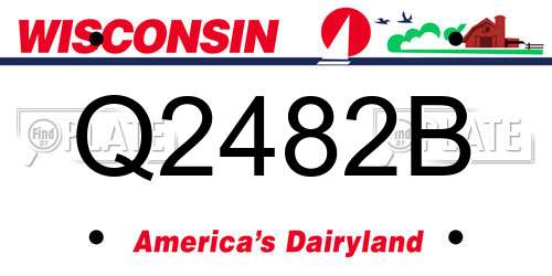 Q2482B Wisconsin License Plate