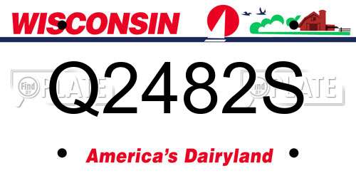 Q2482S Wisconsin License Plate
