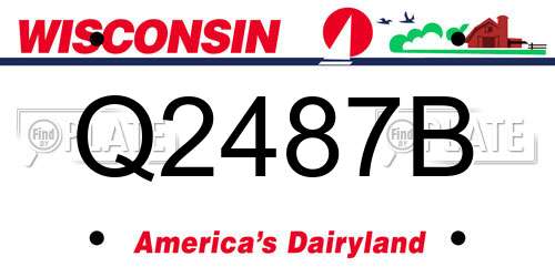 Q2487B Wisconsin License Plate