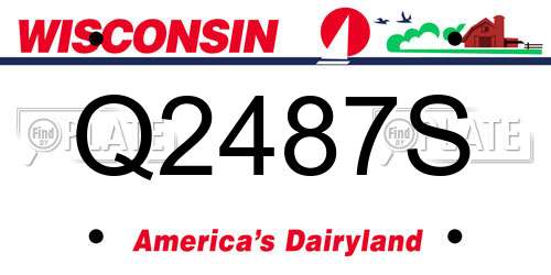 Q2487S Wisconsin License Plate