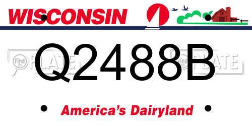 Q2488B Wisconsin License Plate