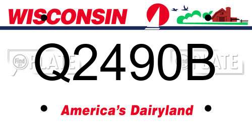 Q2490B Wisconsin License Plate