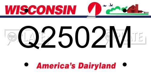 Q2502M Wisconsin License Plate
